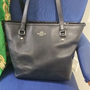 Coach Midnight Black Leather Tote